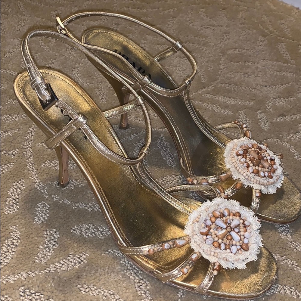 Gold heels , PRADA - Picture 2 of 6